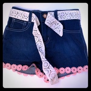 Girls jean shorts.